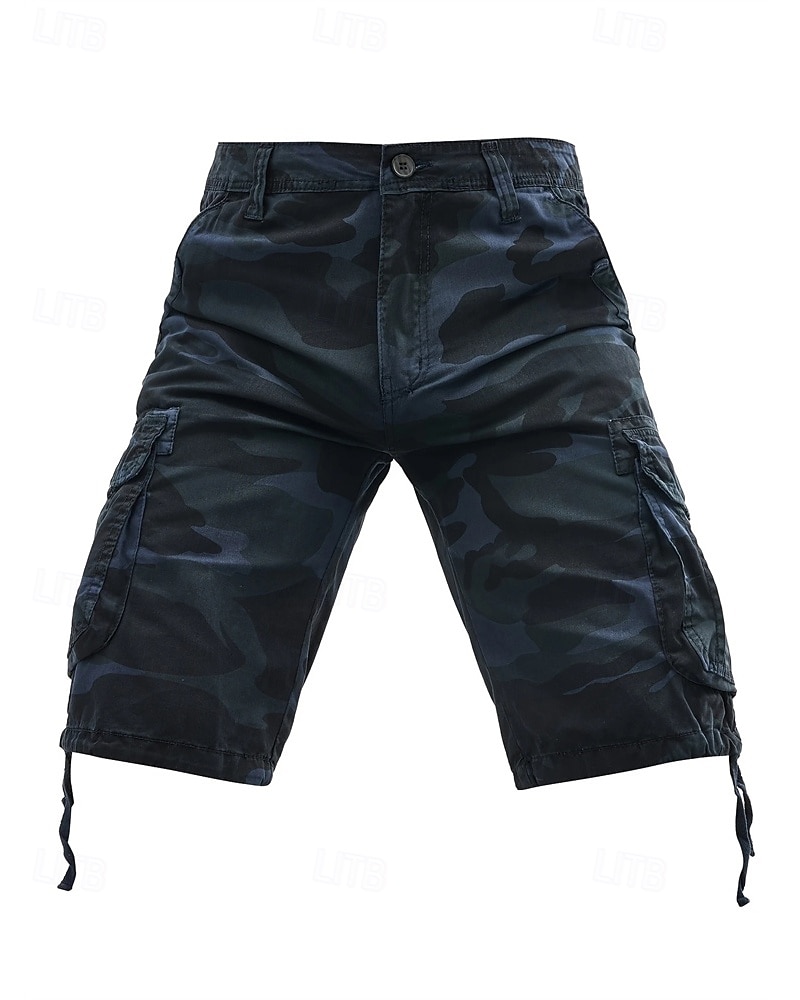 Homens Bermuda Cargo Shorts camuflados Calção Shorts de verão Bolso multi Bolso com aba Côr Camuflagem Conforto Vestível Comprimento do joelho Ao ar livre Esporte Diário Moda Casual Azul Marinho Cáqui de 2025 por $30.99 –P7