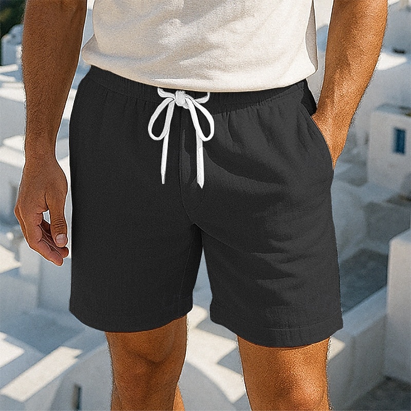 Per uomo Shorts Shorts di Lino Pantaloncini Estivi Shorts da Spiaggia Tasca Coulisse Elastico in vita Semplice Comodità Traspirante Corto Vacanza Ferie Spiaggia Hawaiano Boho Nero Bianco del 2026 a $17.99 –P6