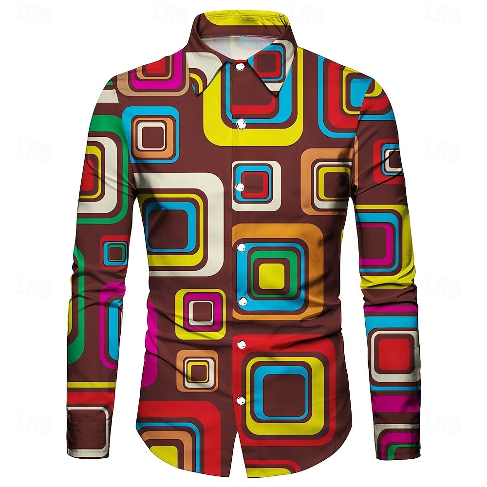 Retrò Vintage Anni '70 Camicia Disco Geometrico Psichedelico Costume Per uomo Halloween Carnevale Festival Musicale Parata dell'Orgoglio Adulti Camicia del 2026 a $23.99 –P7