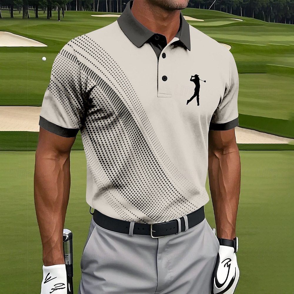 Homens Geométrico Golf Camisas Polo Esportivas Manga Curta Camisas polo Camisas de colarinho Roupa de Esporte Roupa Esportiva Botões Verão Preto Branco Azul de 2025 por $23.99 –P4