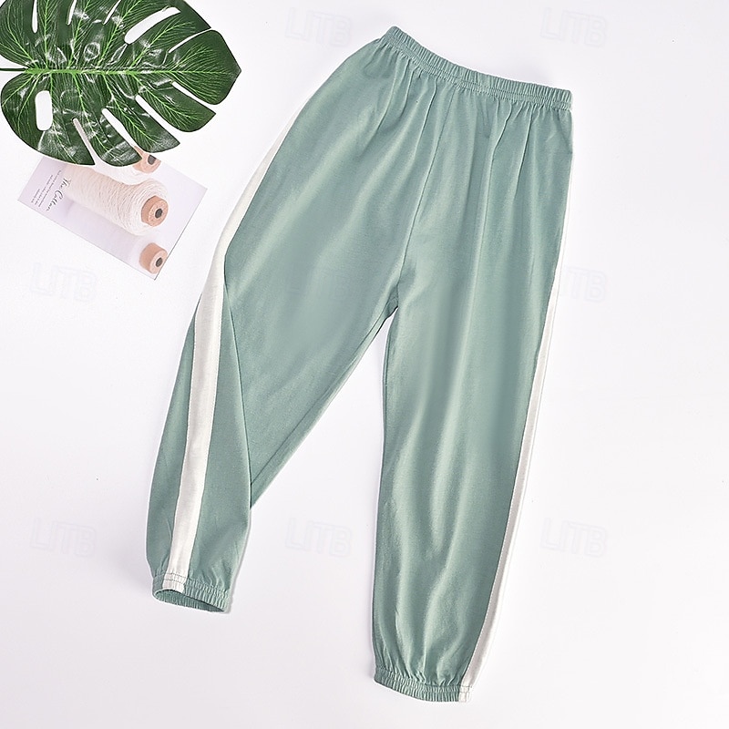 Kinder Jungen Hose Hose Gestreift Weich Komfort Hose Outdoor Basic Weiß Gelb Hellgrün Mittlere Taille 2025 - $5.99 –P6