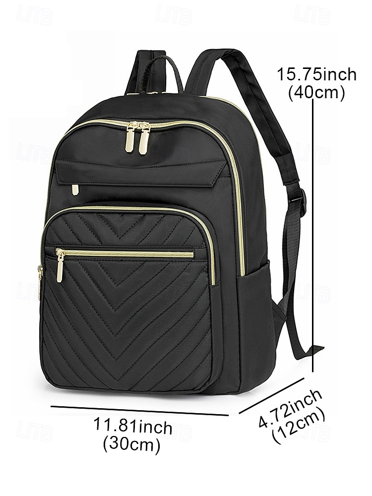 Women's Water-Repellent Nylon Travel Backpack with Quilted Front Pocket, Gold Zippers and Luggage Strap for Business, School and Weekend Trips 2026 - $32.99 –P6