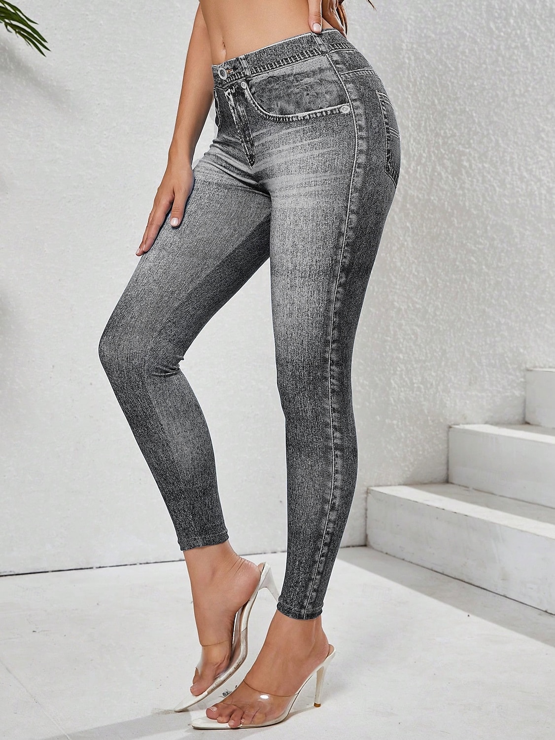 Women's Leggings Trousers 3D Print Chinos Vacation Streetwear Casual Full Length High Waist Plain Comfy Soft Comfortable Stretchy Outdoor Street Blue Dark Blue Gray Summer Skinny 2025 - $14.99 –P4