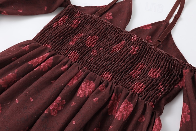 Per donna Mini Abito Abito Floreale Abito Boho Abito Stampato Abito occidentale Classico Moderno All'aperto Vacanza Ferie Vestibilità regolare Fiore Manica Corta Scollo a V Vino Estate del 2025 a $33.99 –P9
