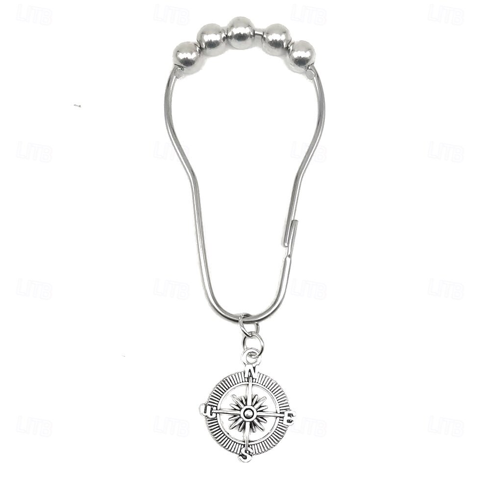 Nautical Shower Curtain Hook 1pc Rustproof Polished Chrome with Antique Silvery, Anchor & Rudder Pendants for Bathroom Decor 2025 - $9.49 –P7