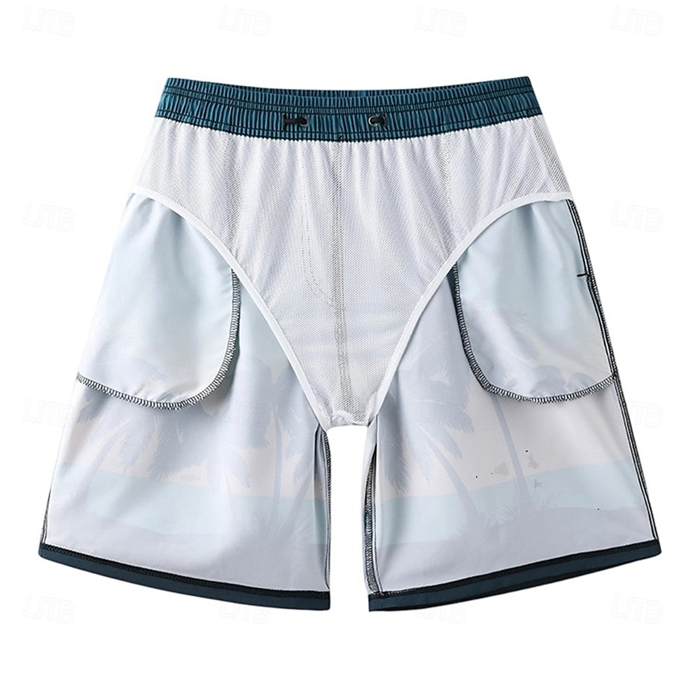 Homens Calção Shorts de praia Bolsos Com Cordão Imprimir Gráfico Folha Árvore Respirável Secagem Rápida Comprimento do joelho Ao ar livre Férias Casa Férias Estilo Étnico Azul Céu Azul escuro de 2025 por $17.99 –P8