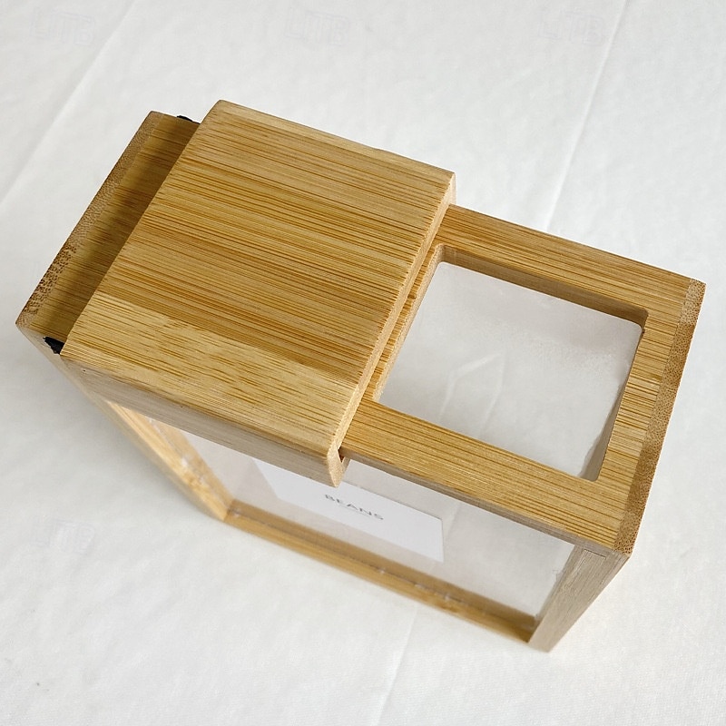 Distributeur de nourriture 2 l, récipients de stockage de nourriture en bambou faciles à nettoyer avec un panneau de porte amovible en PVC, distributeurs de céréales pour servir du thé, du café, du de 2025 ? $21.99 –P2