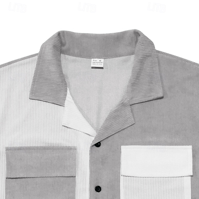 Per uomo Camicia Camicia Estiva Camicia casual Camicia di Velluto a Coste Camicia con Bottoni Camicia cargo Nero Blu Verde Kaki Grigio Manica Corta Blocco di colori Colletto cubano Casuale Quotidiano del 2025 a $21.99 –P9