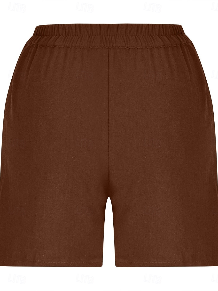 Dámské šortky Jednobarevné Chinos Módní Základní Krátké Střední pas Hladké Kapsa Elastický pas Pohodlí Venku Mikro-elastické Dovolená Ulice Casual Armádní zelená Černá Bílá Modrá Léto Regular Fit 2025 - $16.99 –P5