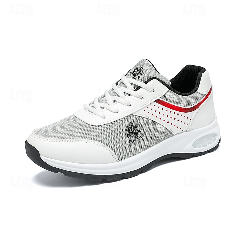Men's White and Grey Running Sneakers with Breathable Upper and Air Cushion - Sporty, Comfortable, Perfect for Running, Gym and Outdoor Activities 2025 - $24.99 –P3