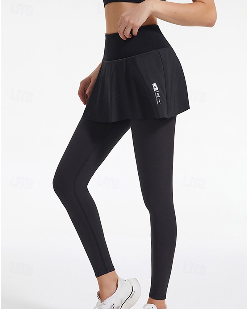 Dames Effen Tennisrok met legging Geplooid Zijzakken Sneldrogend Tennis Golf Augurkbal Kleding Onderlichaam Zwart Blauw Grijs Tenniskleding 2025 - $27.99 –P14
