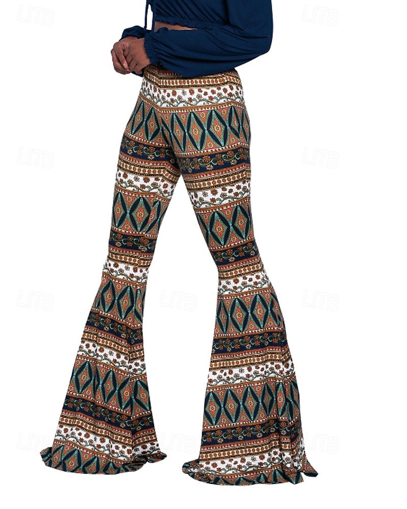 Pentru femei Pantaloni Casual Boho Lungime totală Natural Floare Imprimare Confortabil Exterior Comfortabil În aer liber Vacanță Magenta Galben Auriu Bleumarin Negru Vară Fit regulat 2025 - $17.99 –P6