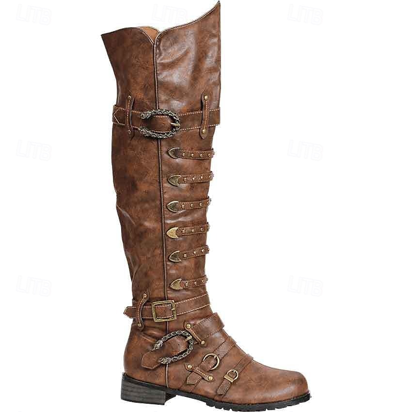 Medieval Renacimiento Zapatos Botas hasta la rodilla Botas planas de jazz Hombre Celta Pirata Víspera de Todos los Santos Mascarada Rendimiento LARP Feria Ren Adulto Zapatos 2025 - $88.99 –P7