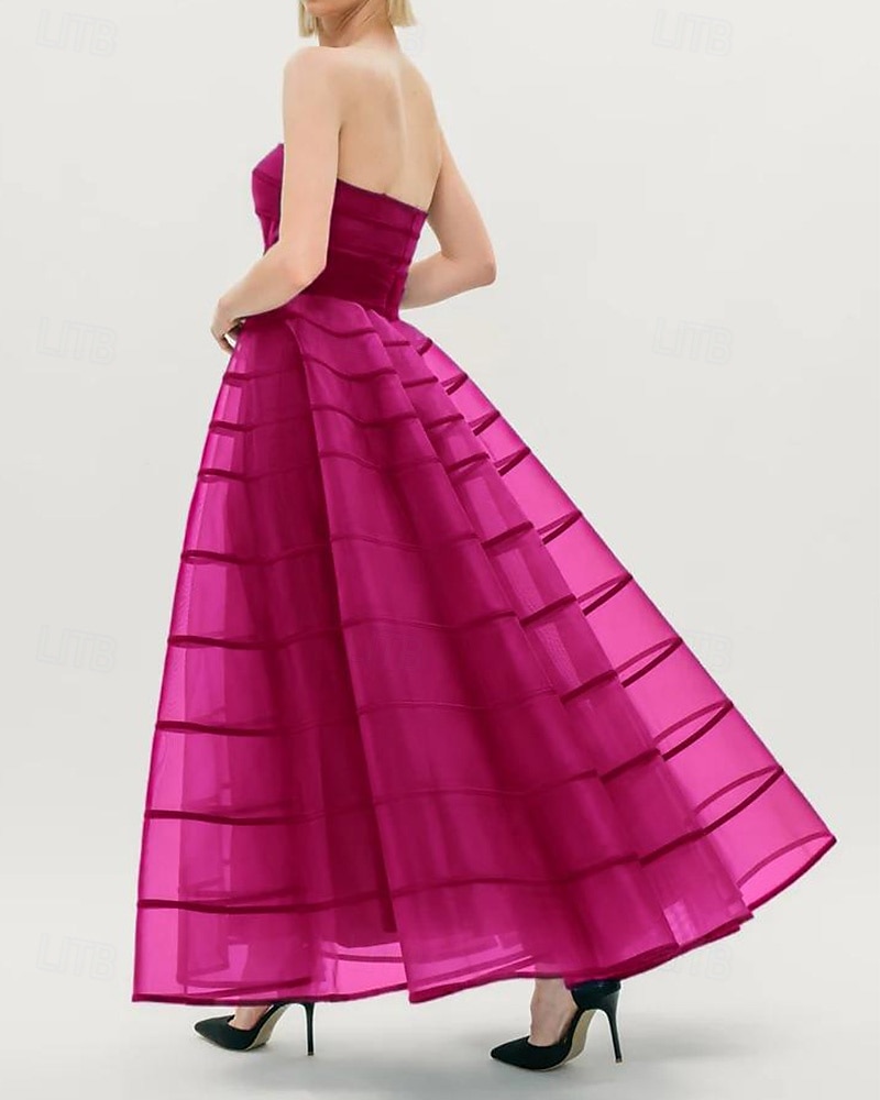 A-Linien Cocktailkleider Kreppkleid formelles Hochzeitskleid Tee-langes Maxikleid ärmellos strapless Nylon mit Schleife(n) 2025 - $159.99 –P2
