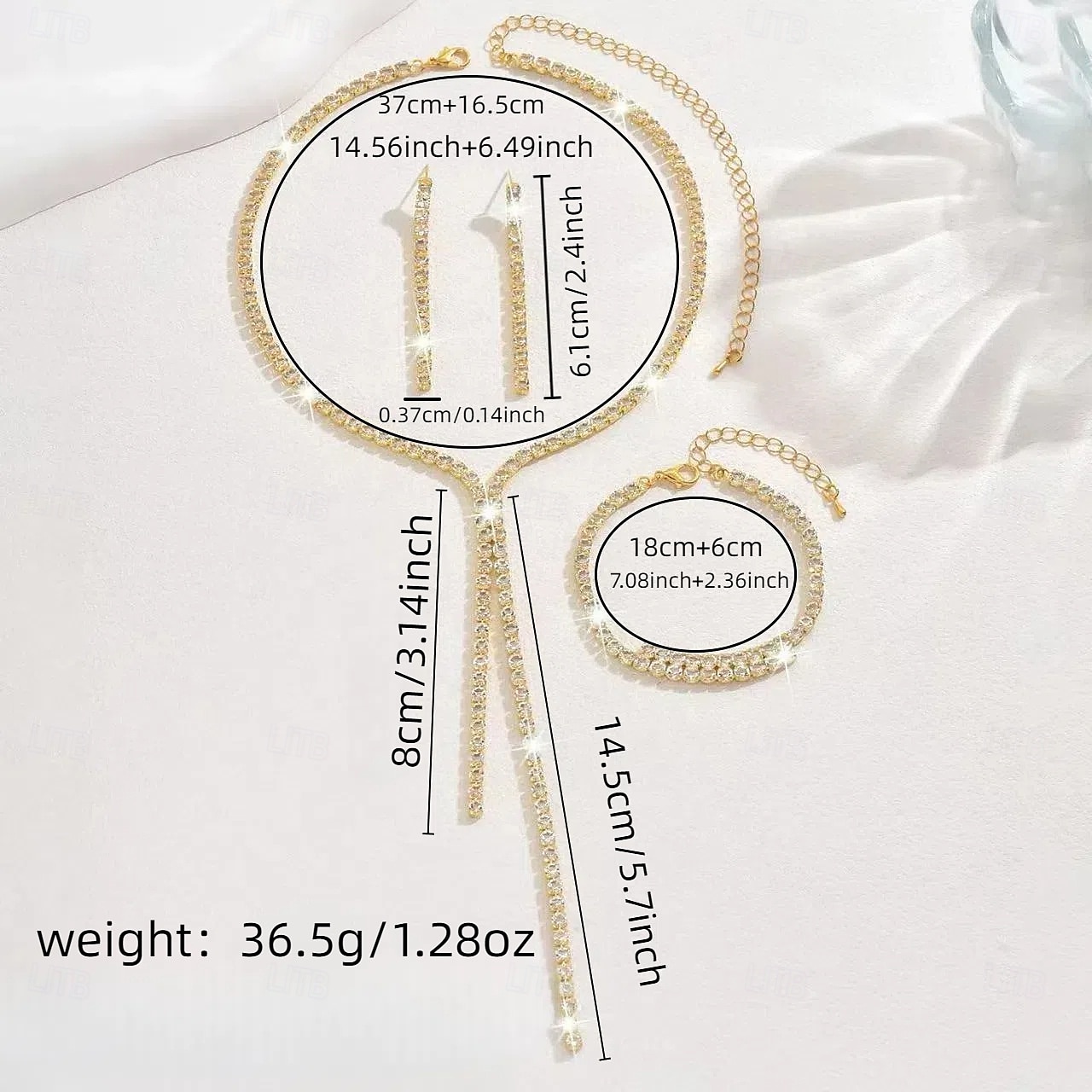 Conjuntos de joyas nupciales: 1 juego de aleación de diamantes de imitación, 1 pulsera, pendientes, collar, conjunto de joyas de lujo para mujer para bodas, ocasiones especiales, fiestas, ropa de 2025 - $31.99 –P5