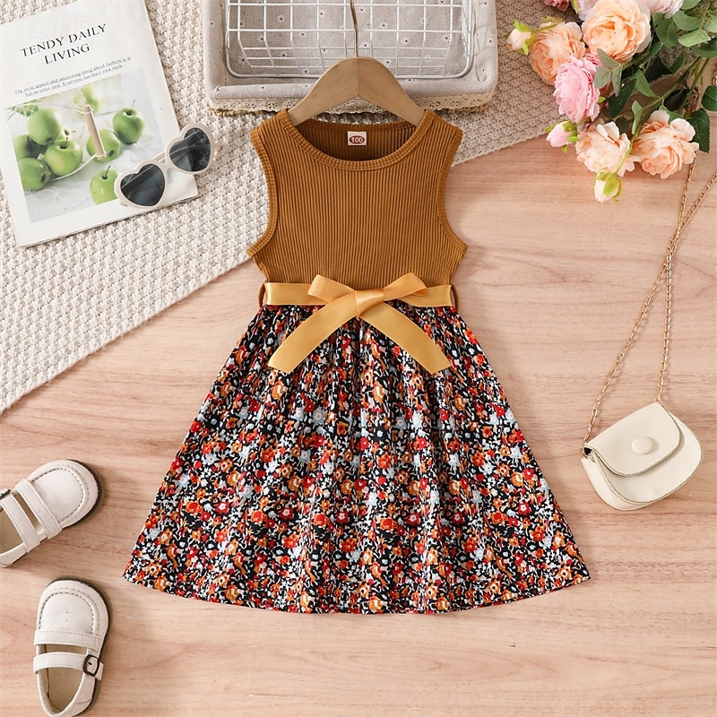 Kinder Mädchen Kleid Blumenkleid Schmetterling Blume Ärmellos Outdoor Lässig Knotenbinde Mode Niedlich Polyester Knielang Freizeitkleid A Linie Kleid Sommer Frühling Ab 4 Jahren Rosa Wein Purpur 2025 - $13.99 –P8
