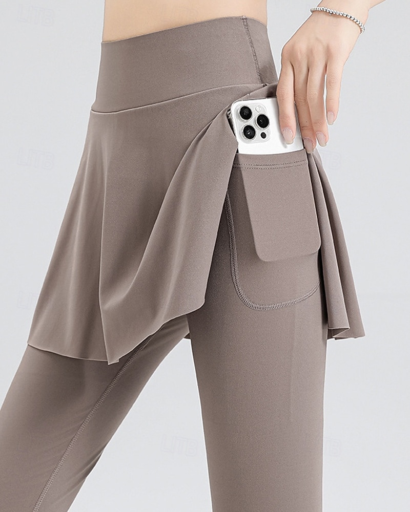 Per donna Tinta unita Gonna casual Gonna da tennis con leggings Capri Tasche Laterali Spacco Asciugatura Rapida Tennis Golf Pickleball Pantaloni Nero Marrone Grigio Spandex Abbigliamento da tennis del 2026 a $22.99 –P4