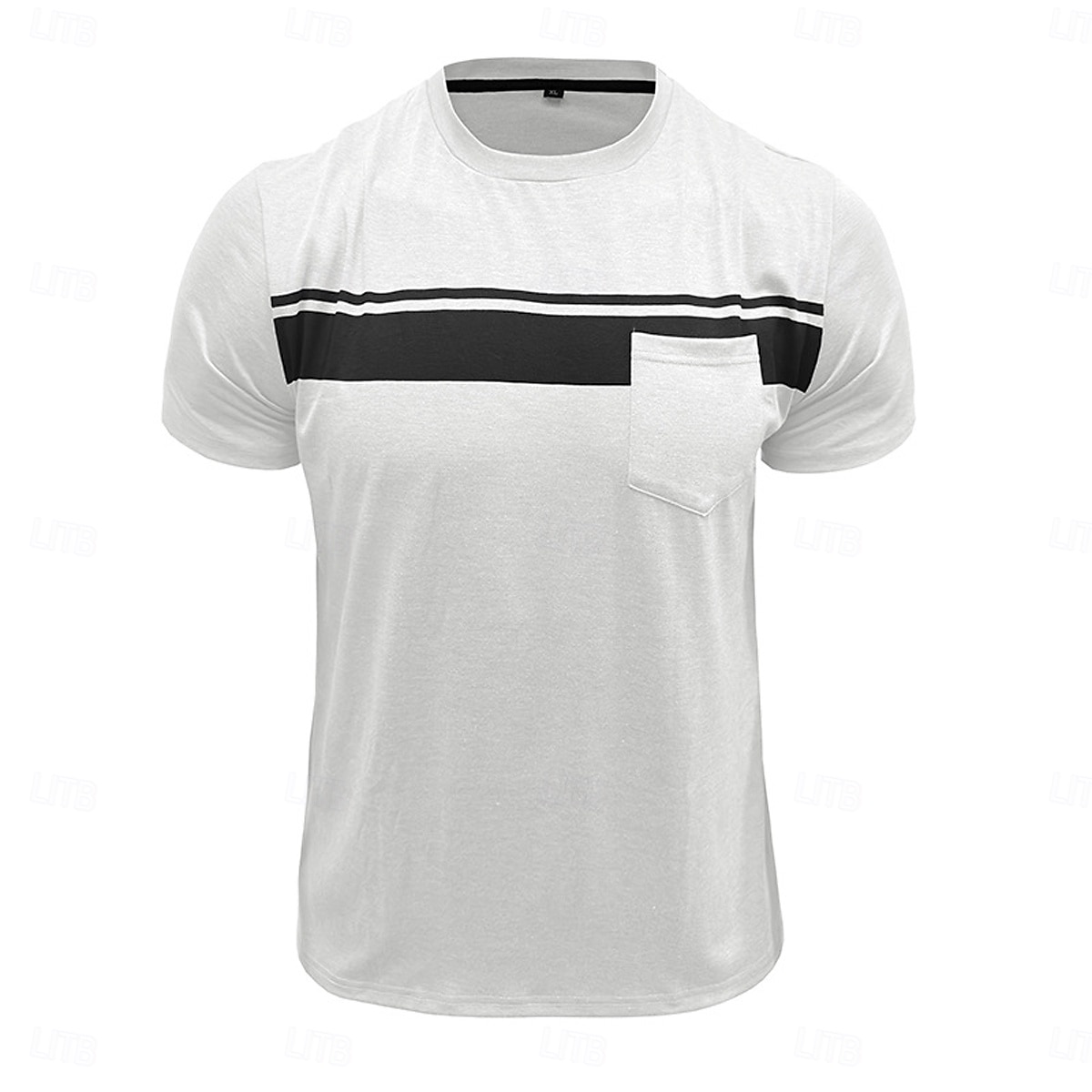 Men's T Shirt Short Sleeve Crew Neck Summer Spring Solid Color Stripe Elegant Neutral Daily Pocket Stripe School Training Outdoor White Red Navy Blue Top Tee for Men 2025 - $16.49 –P2
