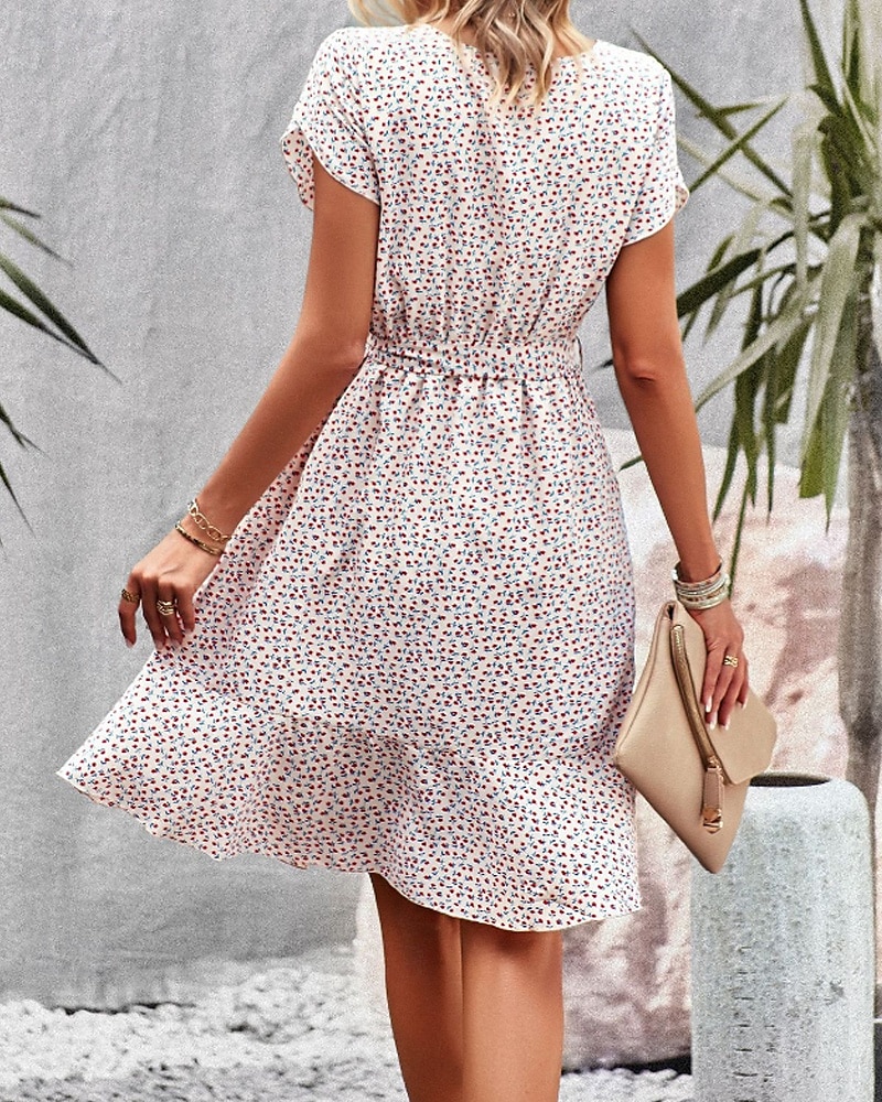 Pentru femei Rochie Mini Rochie florala Rochie Boho Rochie imprimata Modă Clasic Modern Vacanță Concediu Ieșire Fit regulat Floare Manșon scurt Stil Nautic Roșu-aprins Albastru piscină Maro Trifoi 2025 - $27.99 –P20