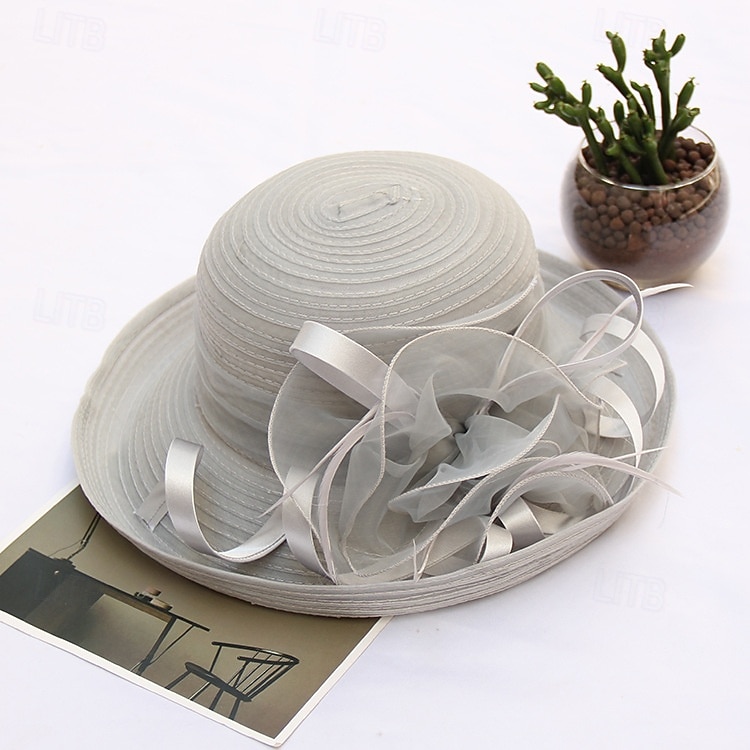 damskie organza kentucky kapelusze przeciwsłoneczne - szerokie rondo kwiatowe kapelusze kościelne kapelusz plażowy derby na przyjęcie herbaciane ślub suknia ślubna 2026 - $19.99 –P6