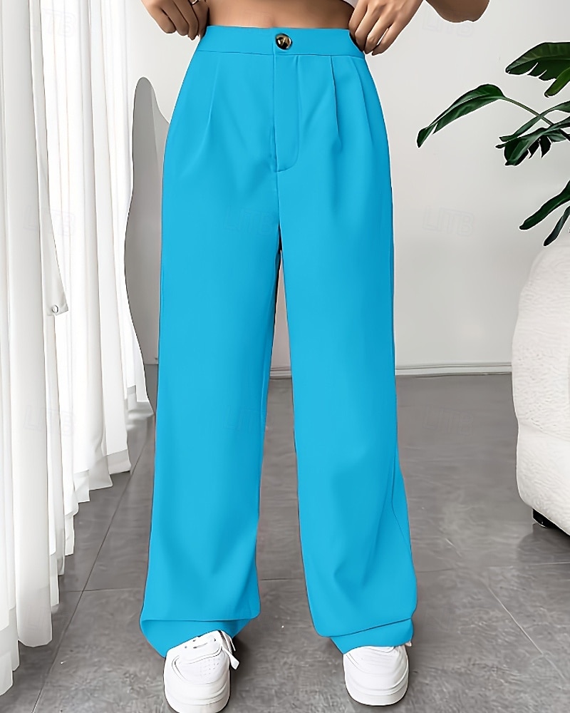 Per donna Gamba larga Pantaloni Eleganti Pantaloni Elegante Lunghezza intera Naturale Semplice Tasca Comodo All'aperto Confortevole All'aperto Ferie Weekend Verde mela Vinaccia Verde translucido del 2025 a $22.99 –P10