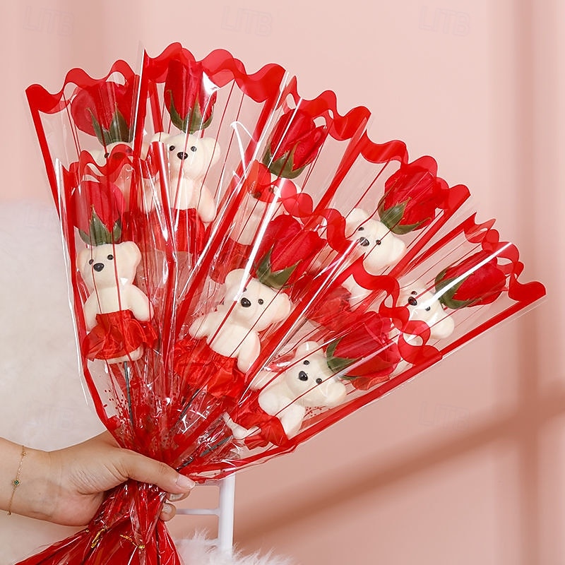 Romantic Bear Soap Bouquet, Ideal Gift for Mother's Day, Valentine's Day, Father's Day, Christmas, Wedding Party, and Home Decoration, Simulation Flower for Event Promotion 2025 - $7.99 –P6