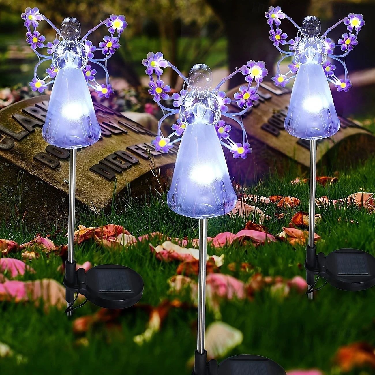 1/2 Pcs Solar Angel Lights Garden Pile Light LED Angel Solar Landscape Lawn Light for Cemetery Grave Memorial Gift Christmas Lawn Yard Walkway Landscape Decoration 2025 - $21.99 –P2