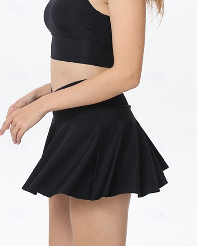 Per donna Tinta unita Gonna casual Gonne da tennis con pantaloncini Arricciato Traspirante Tennis Golf Pickleball Nero Bianco Rosa Abbigliamento da tennis del 2026 a $25.99 –P16