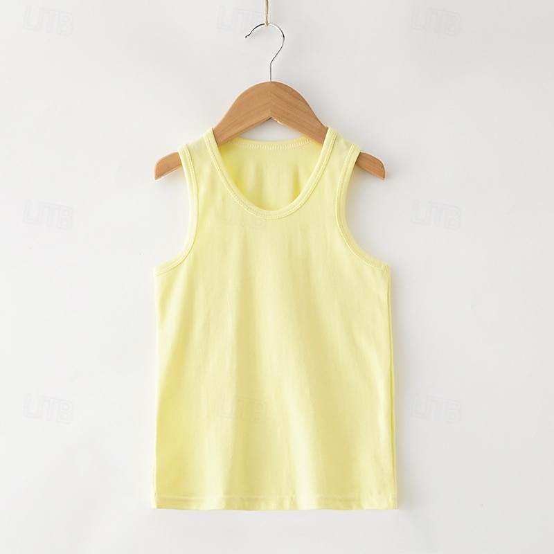 Gyerekek Fiú Tank Tee Tömör szín Ujjatlan Gyermek Top Alkalmi Alap Nyár Fehér 4 év + 2025 - $13.99 –P4