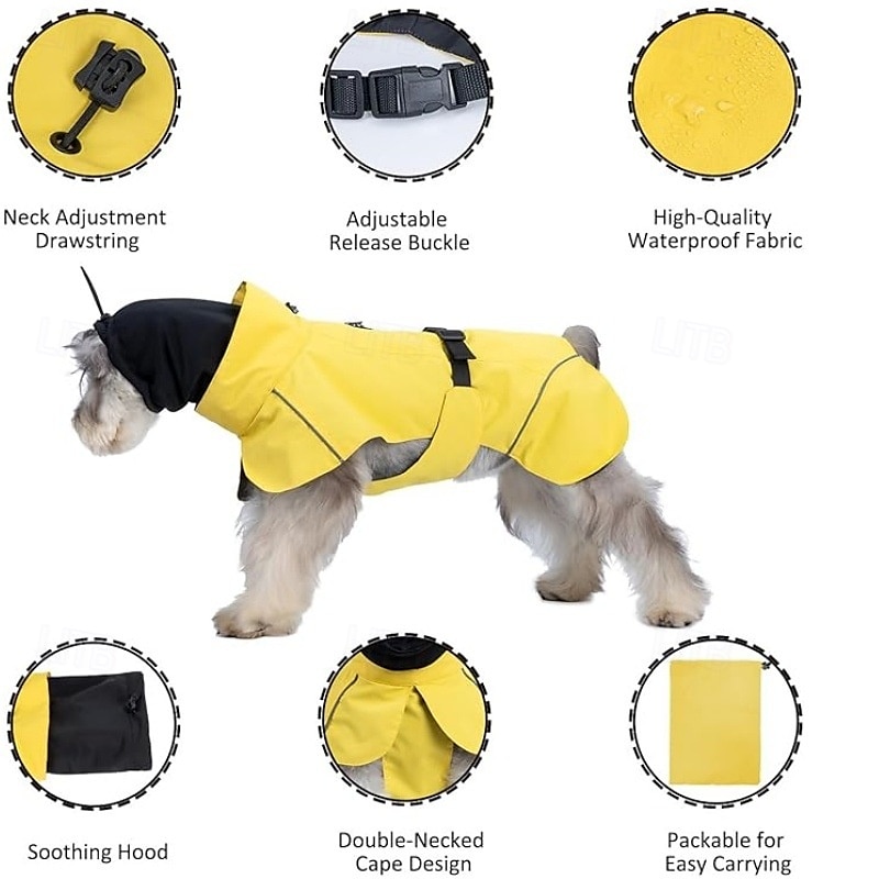 capa de chuva para cachorro, capa de chuva impermeável com capuz, capa de chuva ajustável para animais de estimação com orifício para guia para cães de pequeno e médio porte de 2025 por $15.49 –P7