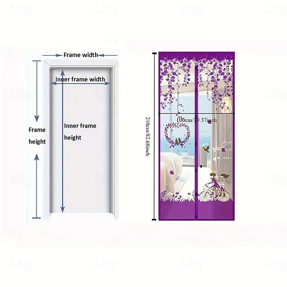 Magnetic Door Screen Mesh Screen Door Magical Mesh Screen Window Door Hands Free Magnetic Door Screen Automatic Closing Summer Curtain Net Floral Pattern 2025 - $13.99 –P4