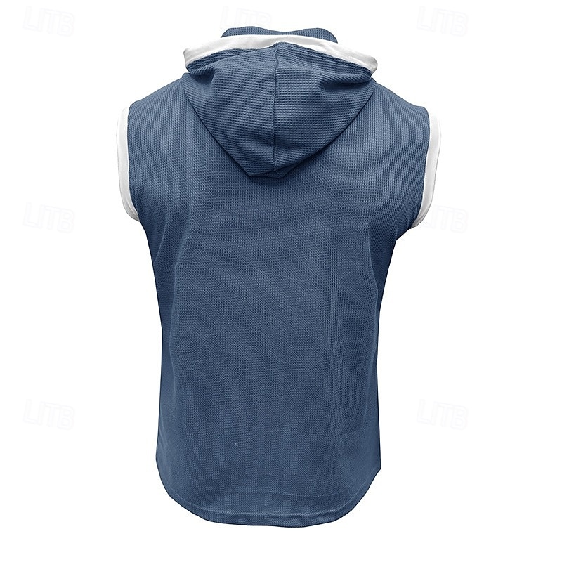 Voor heren Wafel Tanktop Hesje Mouwloos shirt Mouwloos Capuchon Zomer Effen Modieus Sportief Klassiek Capuchon Casual Sportschool Straat Rood Top T-shirt voor mannen 2026 - $16.49 –P3