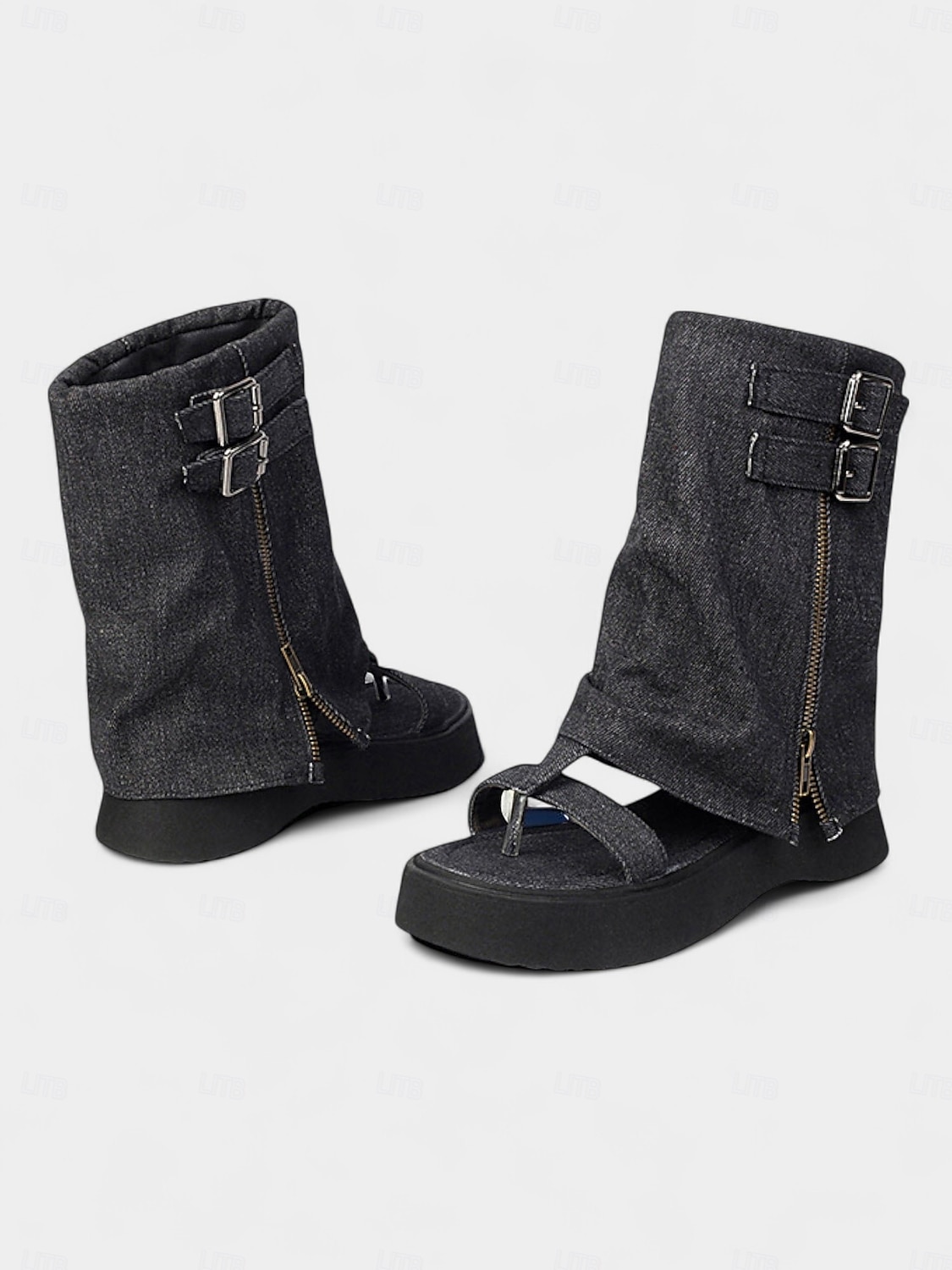 Γυναικεία τζιν σανδάλια με πλατφόρμα Gladiator – ρετρό λεπτομέρεια με αγκράφα, ανοιχτά δάχτυλα, casual στυλ φεστιβάλ για καλοκαιρινό streetwear 2026 - $59.99 –P5