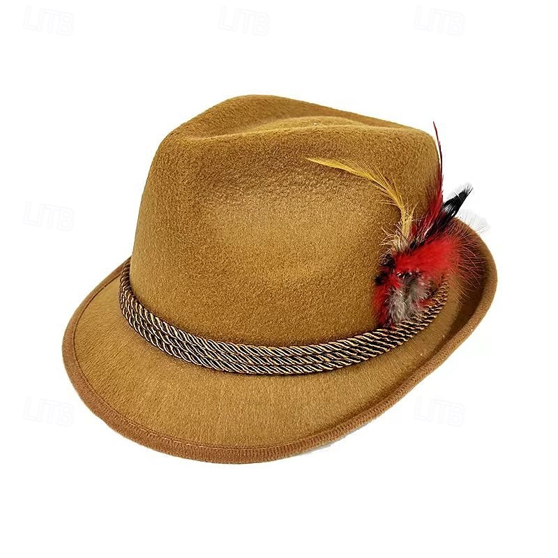 Herren Fedora-Hut Oktoberfesthut Schwarz Marineblau Modal Feder Mode Lässig Straße Täglich Farbblock Sonnenschutz Atmungsaktiv 2025 - $12.99 –P7