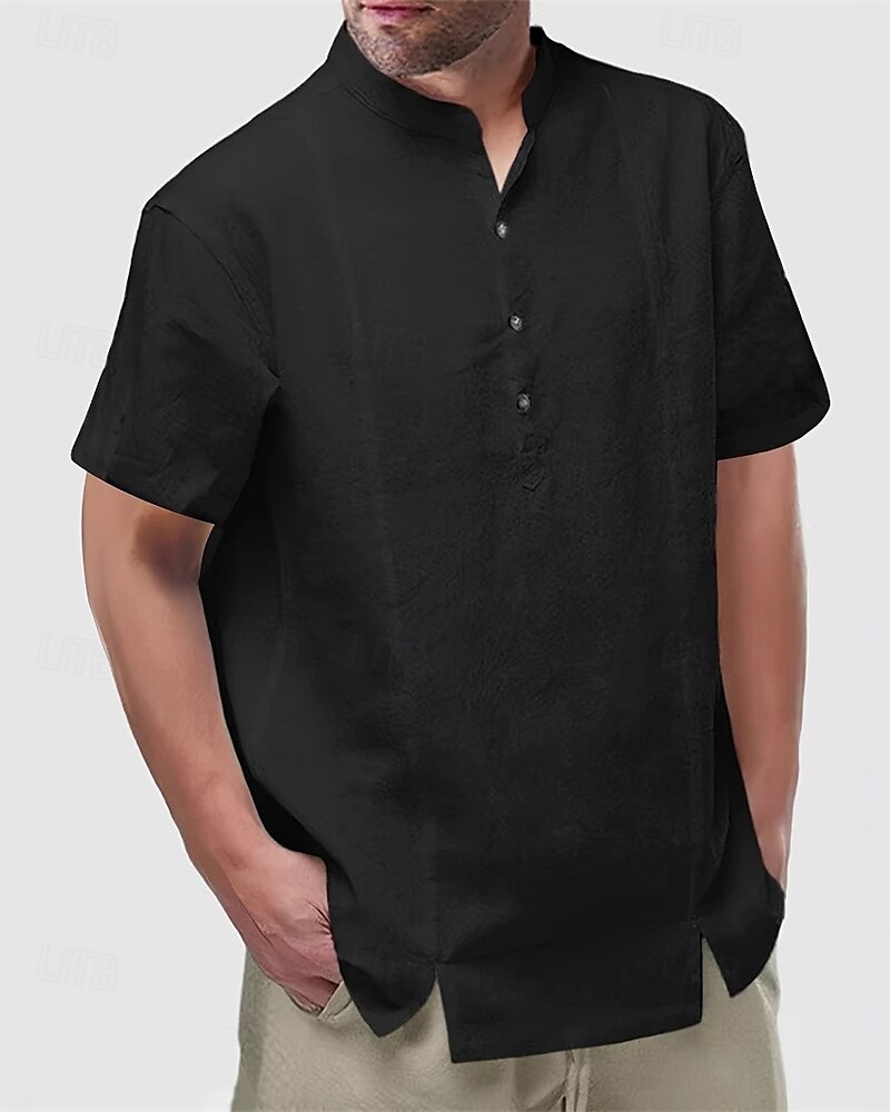 Per uomo Camicia Camicia popover Camicia Estiva Camicia casual Camicia da Spiaggia Nero Bianco Giallo Manica Corta Semplice Colletto alla coreana Vacanza Camicia hawaiana Bottoni Abbigliamento del 2025 a $24.99 –P3