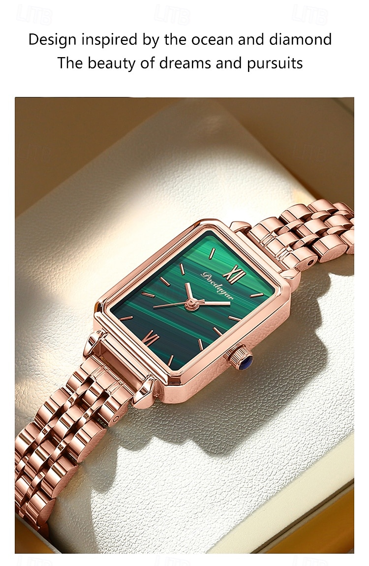 Women's Luxury Square Dial Quartz Watch – Waterproof Stainless Steel Bracelet, Diamond Accents, Elegant Retro Style 2025 - zł82.99 –P3