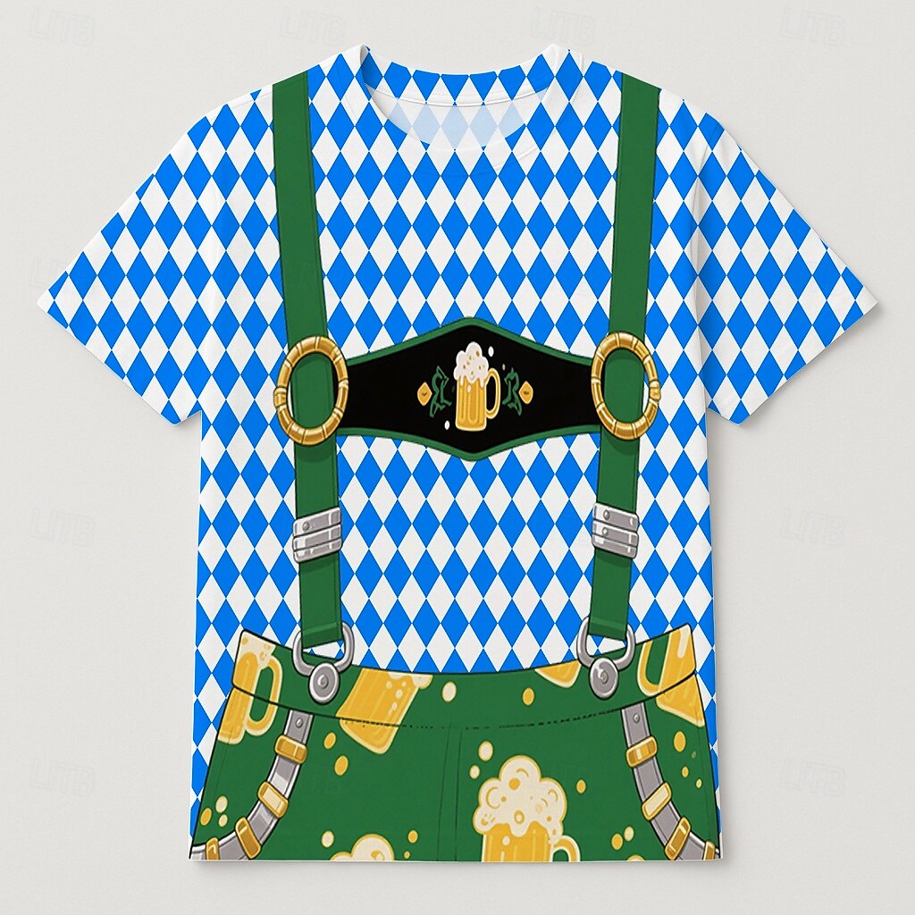 Октоберфест Печать на Lederhosen Как у футболки баварский Мюнхен Немецкий Графический Назначение Муж. Взрослые Карнавал Октоберфест 3D печать Для вечеринок 2025 - $17.49 –P5