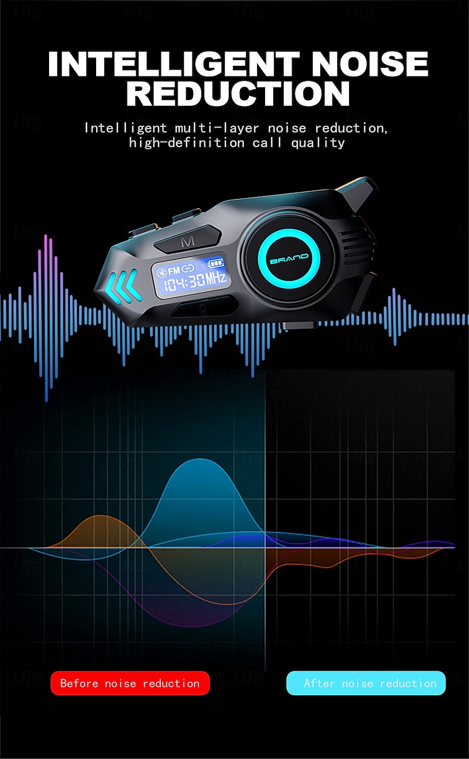 K09 Helmet Bluetooth Earphones with Real-Time Intercom, FM Radio, Noise Reduction, IPX8 Waterproof, Long Battery for Motorcycle Riding 2025 - $41.99 –P6