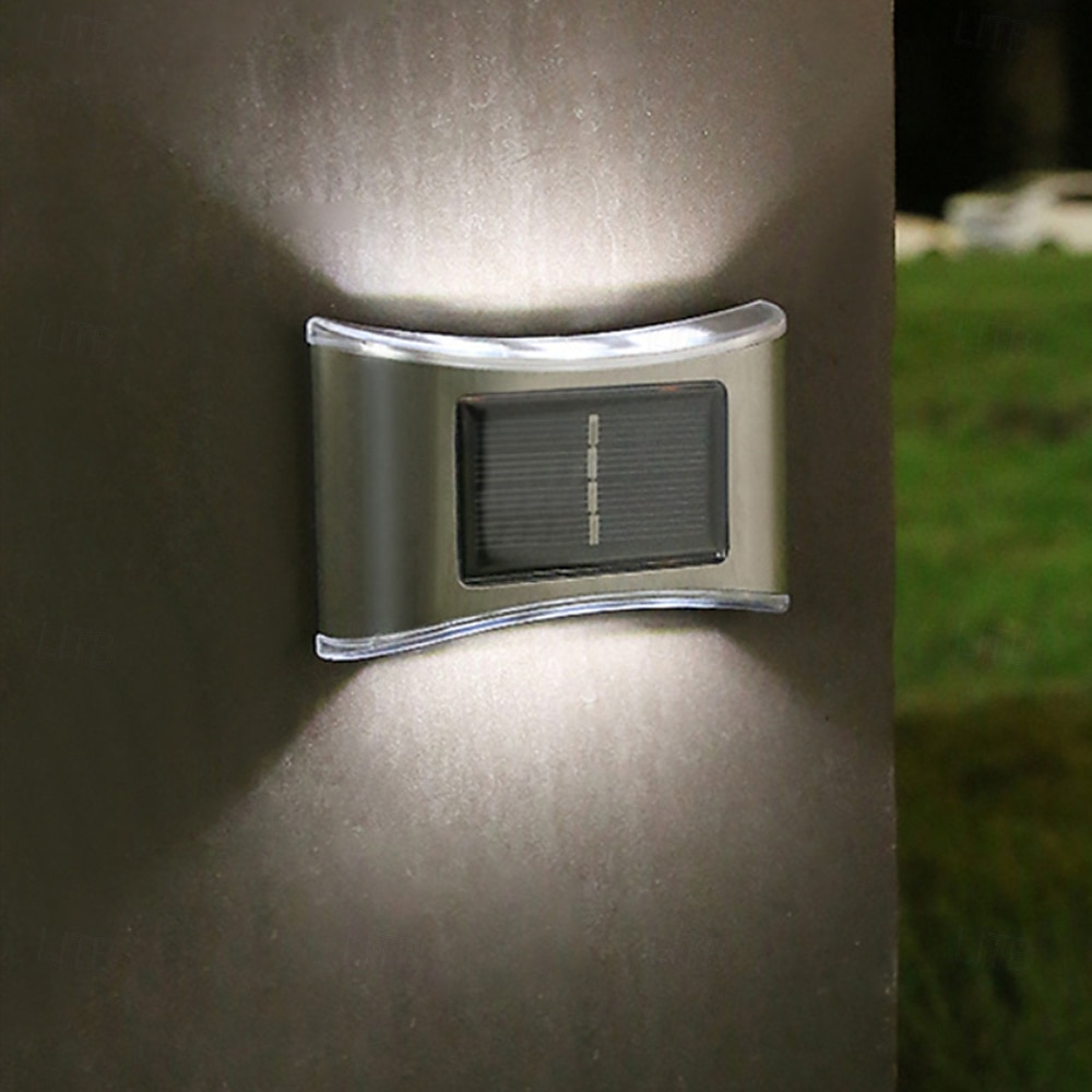 Luminária de parede solar externa de aço inoxidável 6led, à prova d'água, para varanda, pátio, pátio, cerca, decoração noturna, fácil instalação, decoração de jardim, luminária de parede solar externa de 2025 por $14.99 –P7
