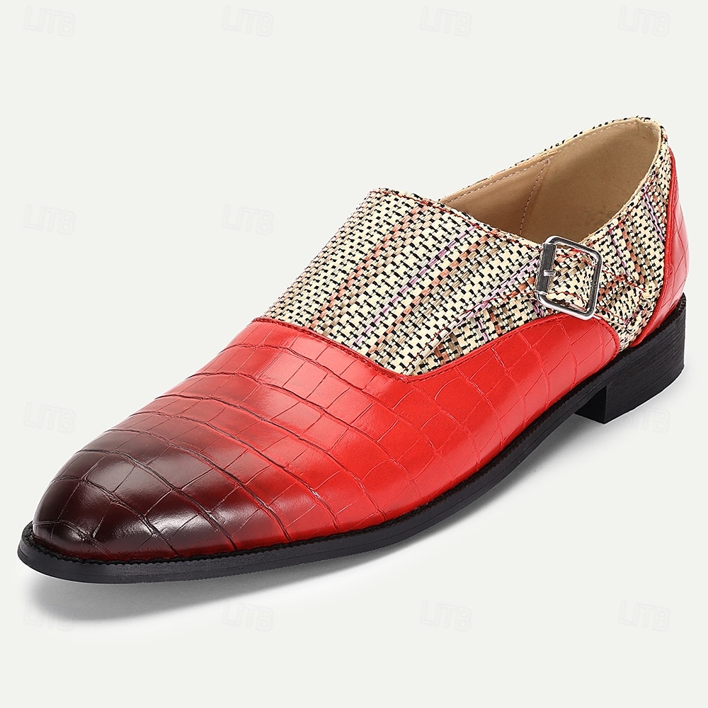 Herr Monk skor Promenad Affär Ledigt PU Läder Vävd nylon Andningsfunktion Bekväm Halksäker Loafers Röd Sommar Vår 2025 - $46.99 –P2