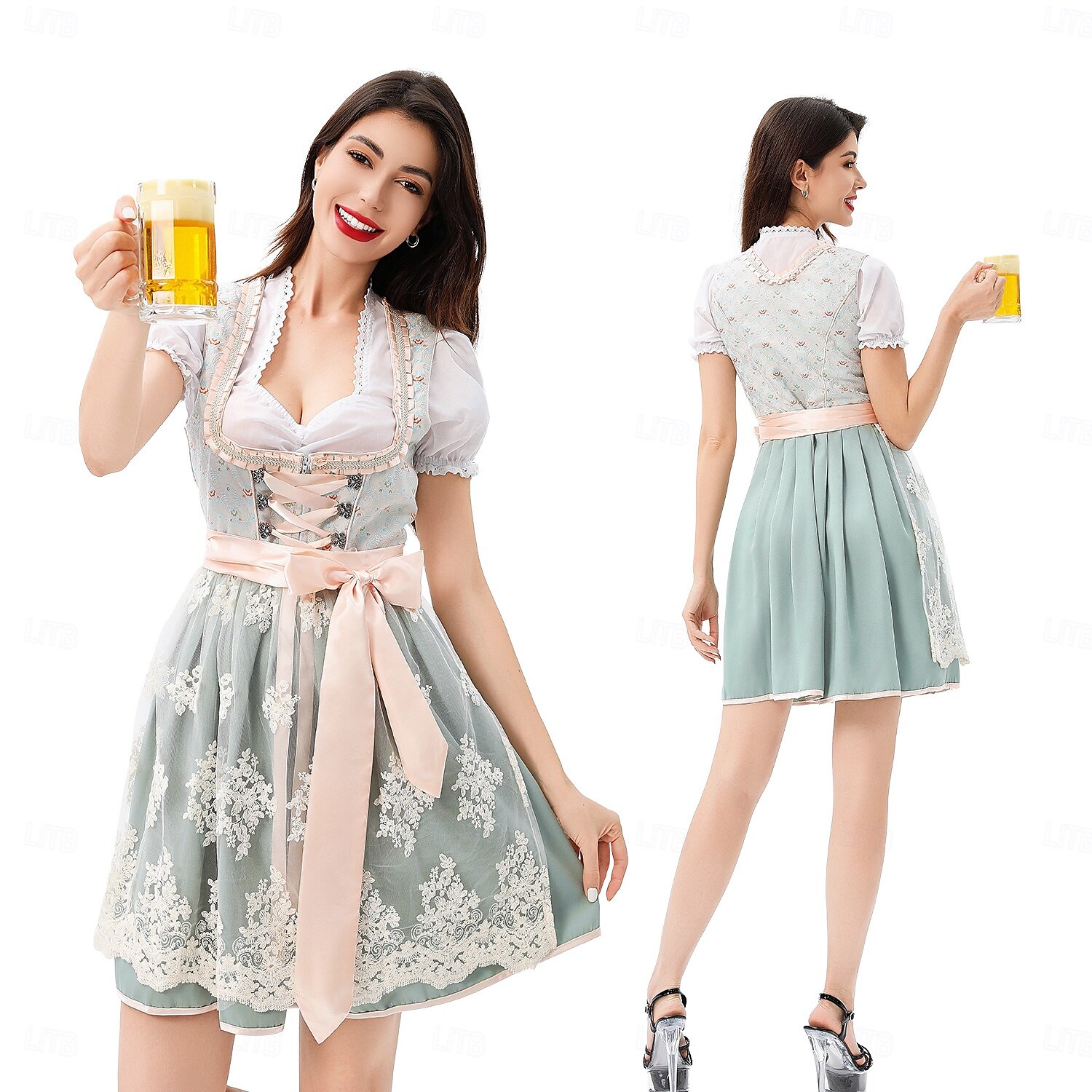 Oktoberfest Mekot Pusero / hame dirndl impi baijerilainen Saksa München Niityt Naisten Karnevaali Olutfestivaali Perinteinen tyyli kangas Pusero Leninki Esiliina 2025 - $59.99 –P1