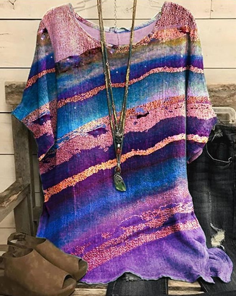 Women's Shirt T Shirt Tee Top Flowers Elegant Fashion Modern Short Sleeve Crew Neck Regular Tops Daily Weekend Print White Pink Blue Purple Green Summer 2025 - $16.99 –P2