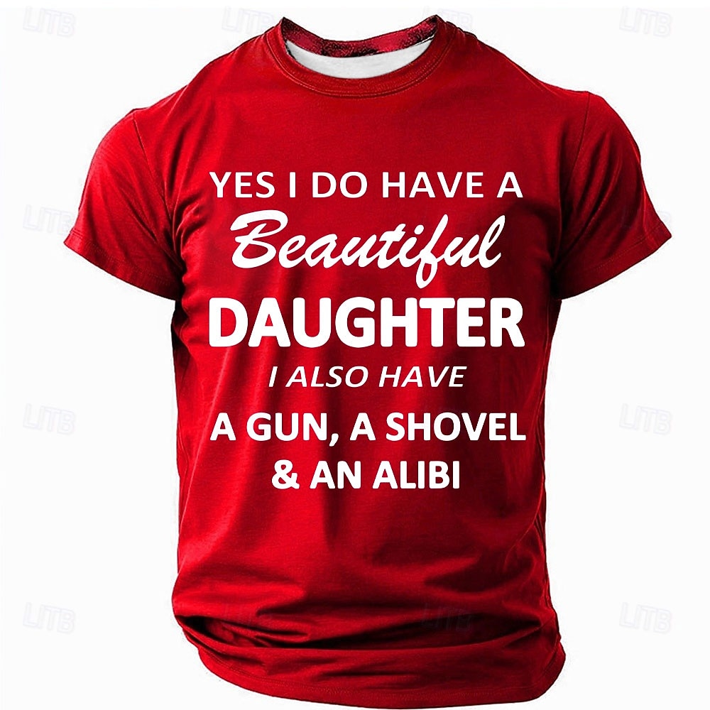 T-shirt Protettivo Papà Uomo - Divertente "Bella Figlia Alibi Fucile Cazzuola" Grafica Maniche Corte Tee del 2026 a $19.49 –P4
