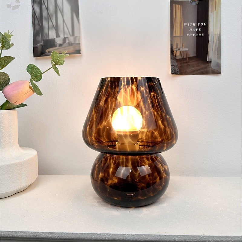 Pilzlampe Vintage Tischlampe Glas Nachttischlampe mit Kabel dimmbare Tischlampe mit 3 Farbglühbirne Retro Schreibtischlampe Pilz Nachtlicht LED Minilampe für Büro Bars Wohnzimmer Schlafzimmer 2025 - $82.99 –P20