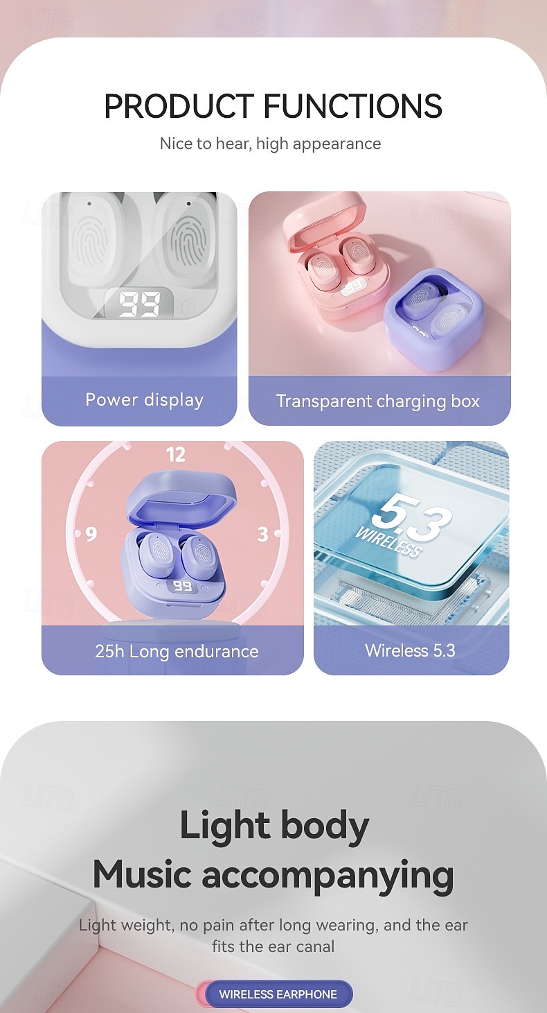 BY18 TWS Wireless Earbuds Bluetooth 5.3 In-Ear Headphones with Charging Case, Low Latency, Stereo Sound, Built-in Mic for Phone and Gaming 2025 - $25.99 –P2