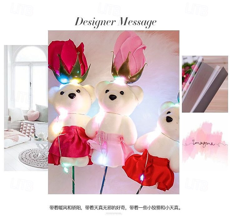 Romantic Bear Soap Bouquet, Ideal Gift for Mother's Day, Valentine's Day, Father's Day, Christmas, Wedding Party, and Home Decoration, Simulation Flower for Event Promotion 2025 - $7.99 –P11