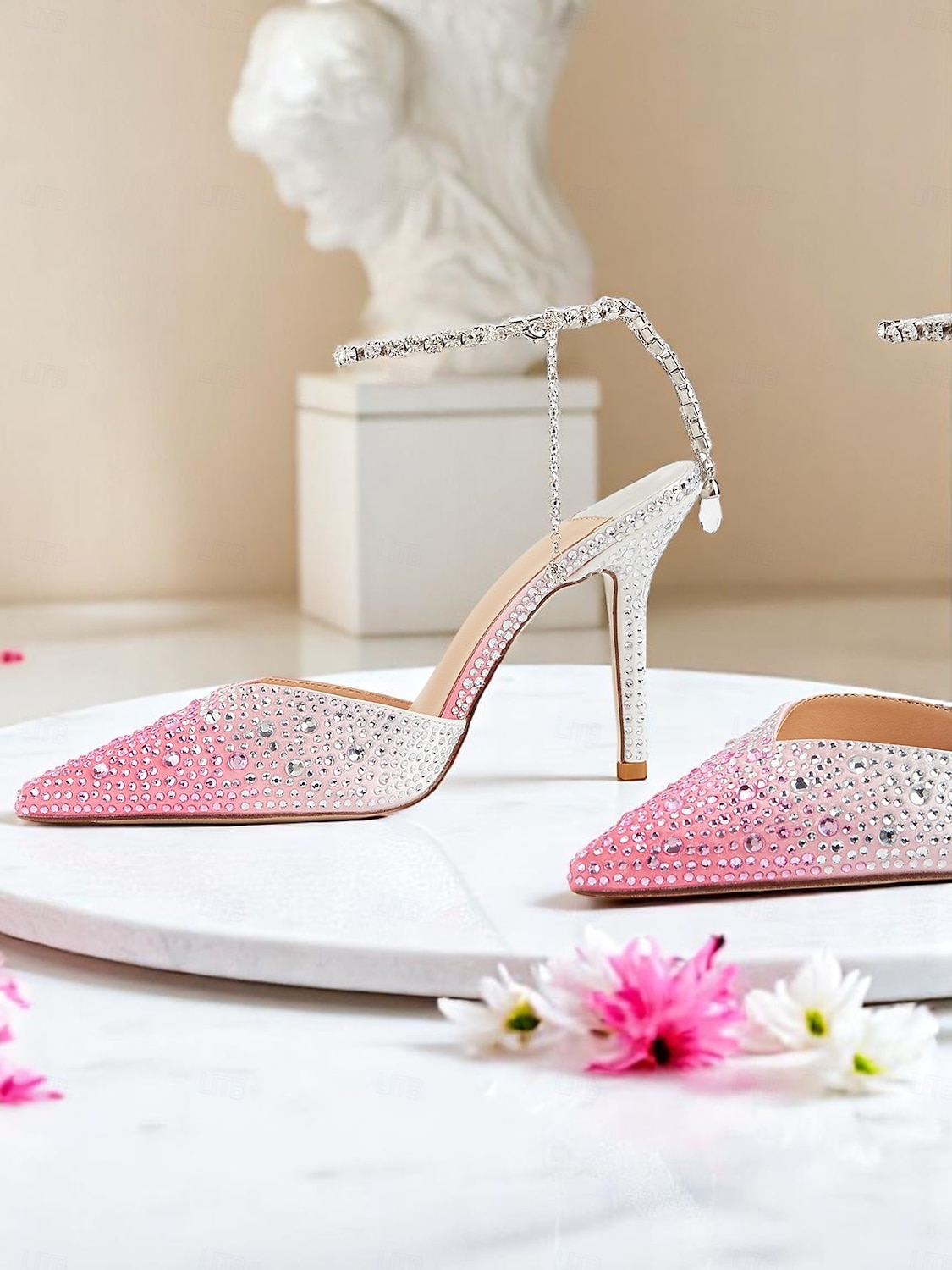 női átmenetes kristályos slingback magassarkú tűsarkúval - élénk és csillogó magassarkúk exkluzív koktélpartikra 2025 - $54.99 –P6