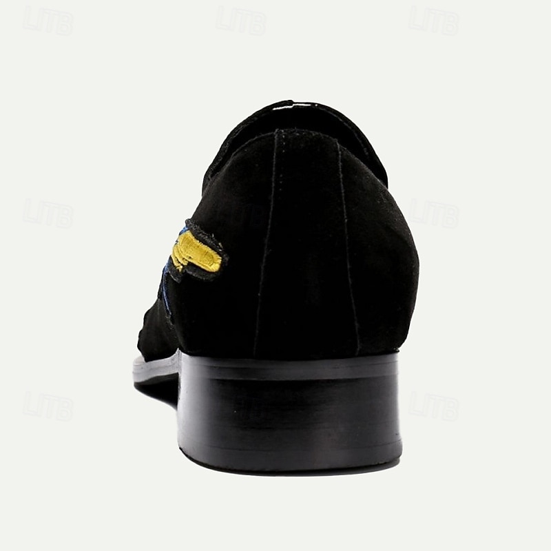 Mocasini bărbătești din catifea brodată, cu design colorat cu păsări și vârf metalic – pantofi eleganti de lux, fără mâneci, pentru petreceri și nunți 2025 - $109.99 –P6