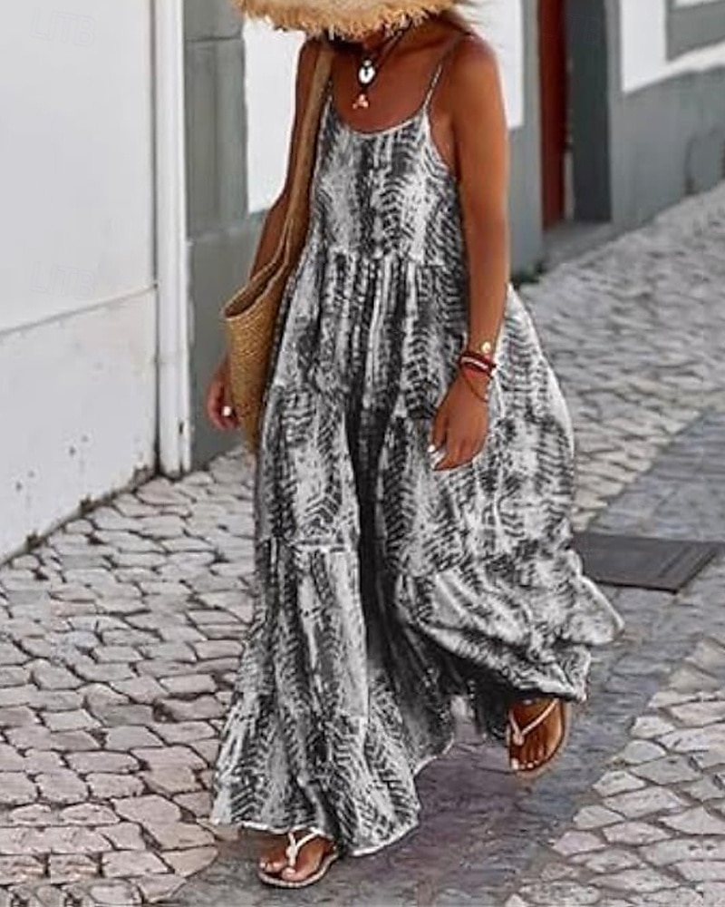 Femmes Robe Longue Maxi Robe Robe Décontractée Robe évasée Robe Nuisette Robe bohème Mode Extérieur Soirée Fête Coupe régulière Teinture par nouage Sans manches Bretelles spaghetti Noir Rose Claire de 2025 ? $26.99 –P4