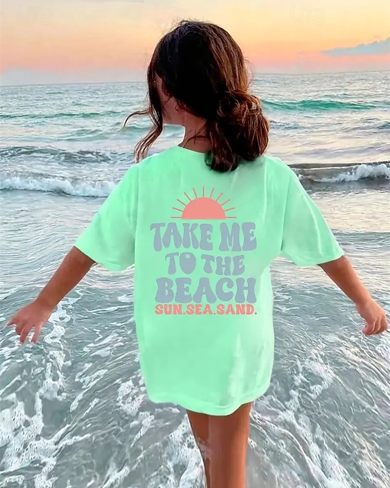 Fete 3D Soare Scrisă Tricou Manșon scurt Vară Primăvară Modă De Bază Copii 4-12 ani Stil Nautic În aer liber Casual Zilnic Fit regulat 2025 - $11.99 –P3